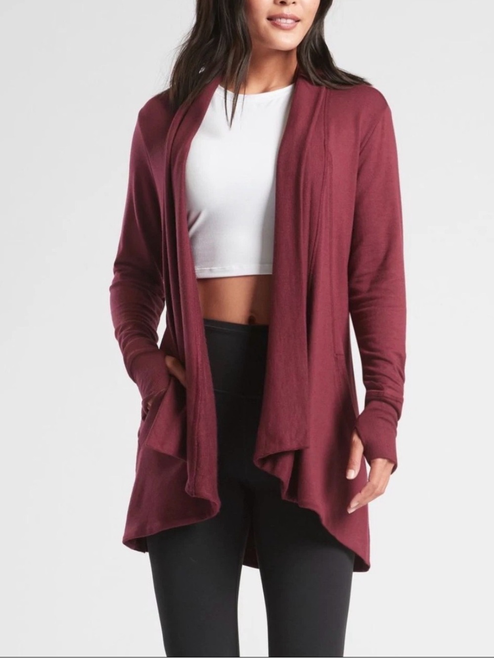 Athleta Women’s Pranayama Athletic/Lounge Wrap Cardigan Decadent Red Small